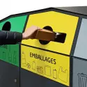 Poubelle de tri extérieur avec ouvertures calibrées