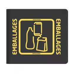 Façade jaune de poubelle de tri vigipirate