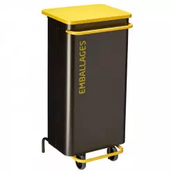 Poubelle de tri sélectif corps gris couvercle jaune