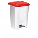 Poubelle à pédale blanche et rouge de 80 L