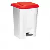 Poubelle à pédale blanche et rouge de 80 L