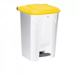 Poubelle à pédale pour tri intérieur 80 L blanche et jaune Poubelle à pédale pour tri intérieur 80 L blanche et jaune