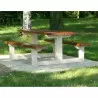 Table de pique-nique tout béton, plateau et assises aspect bois