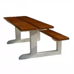 Table de pique-nique adaptée PMR en béton aspect bois