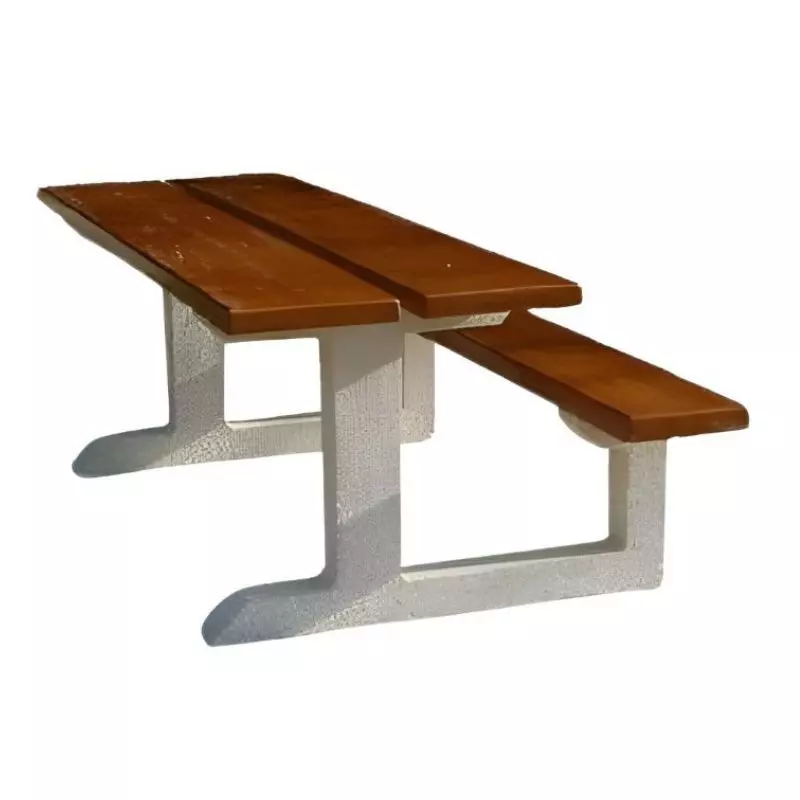 Table de pique-nique adaptée PMR en béton aspect bois