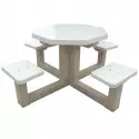 Table de pique-nique en béton avec 4 tabourets coloris blanc