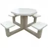 Table de pique-nique en béton avec 4 tabourets coloris blanc