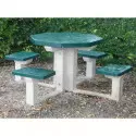 Table extérieur en béton 4 Places en béton plateau et assises coloris vert