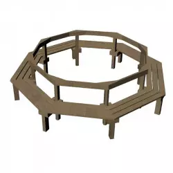 Banc tour d'arbre en bois avec dossier