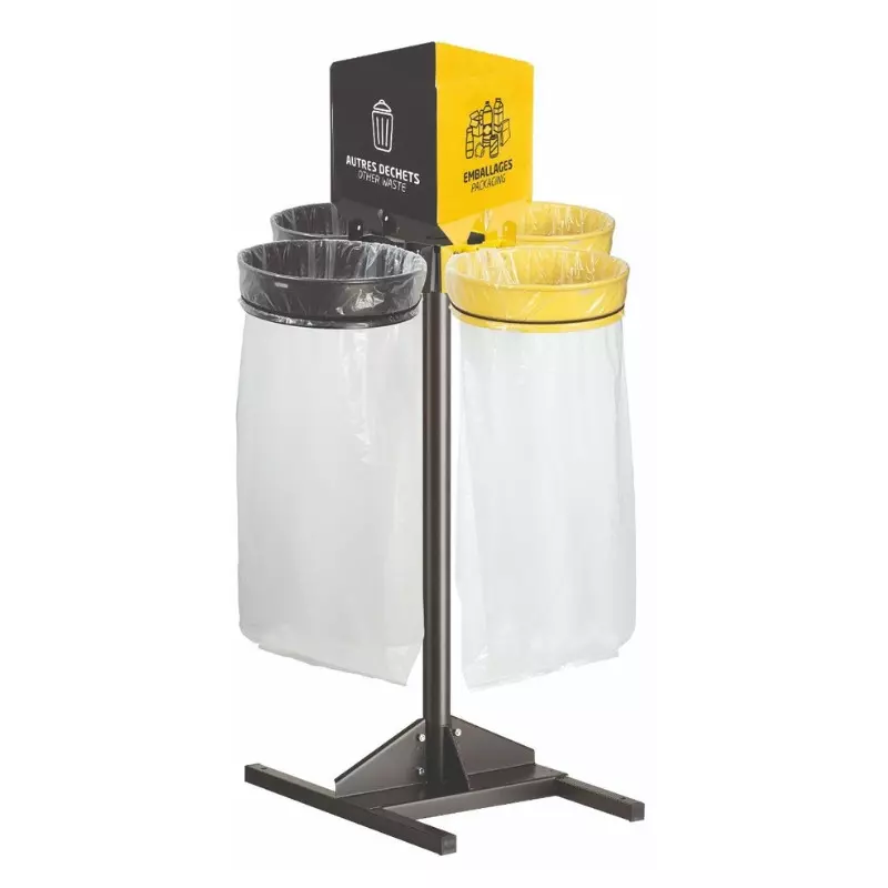 Kit de supports sacs-poubelles tri sélectif sans couvercle ronds 4 X 110 L