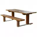 Table avec banc en béton, aspect bois, accessible PMR