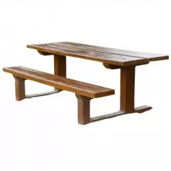 Table avec banc en béton, aspect bois, accessible PMR