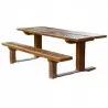 Table avec banc en béton, aspect bois, accessible PMR