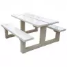 Table avec bancs intégrés en béton blanc