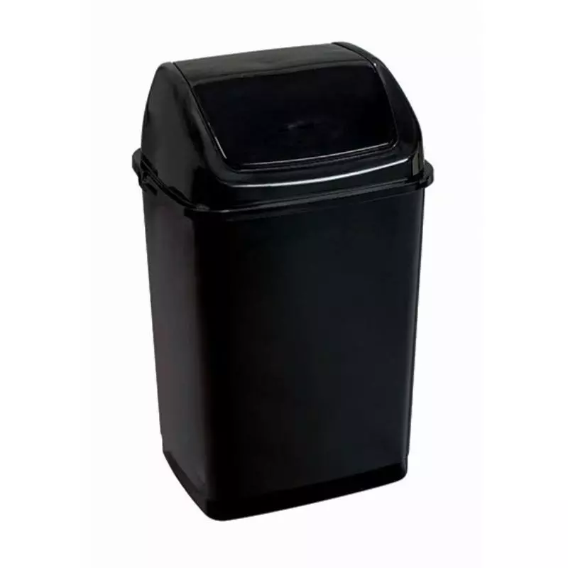 Poubelle intérieure en polypro noir avec trappe basculante Poubelle intérieure en polypro noir avec trappe basculante