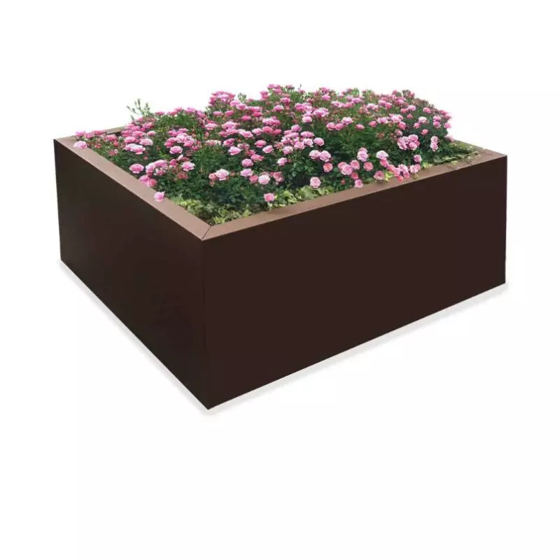 Jardinière publique en acier galvanisé, carrée
