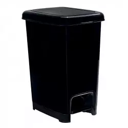 Poubelle à pédale en polypro noir pour intérieur