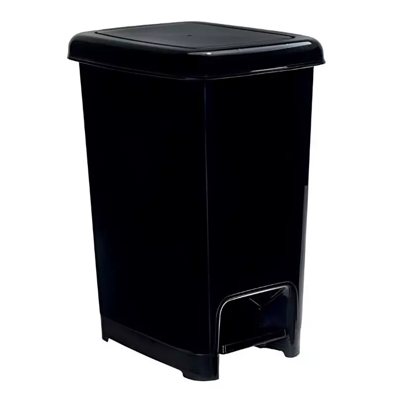 Poubelle à pédale en polypro noir pour intérieur