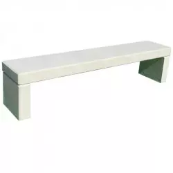 Banc public sans dossier en béton blanc