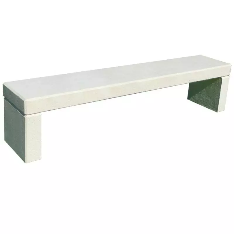 Banc public sans dossier en béton blanc