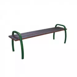 Banc sans dossier pieds verts et assise en bois Banc sans dossier pieds verts et assise en bois
