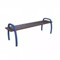 Banquette de ville en bois et piétement bleu