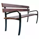 Banc urbain en bois et métal, avec accoudoirs