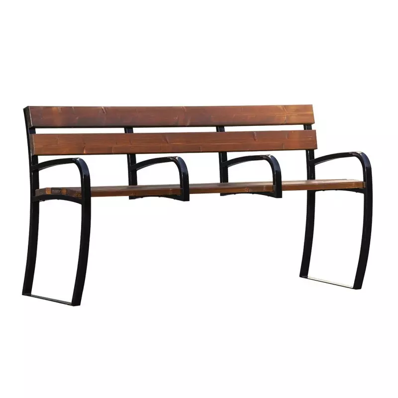 Banc public pour sénior acier et bois 4 accoudoirs