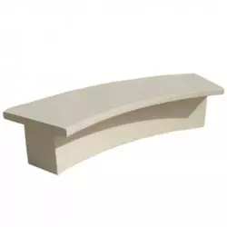 Banc sans dossier courbe en béton blanc