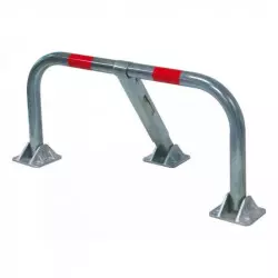 Arceau de parking à serrure et articulé, avec 2 bandes réfléchissantes