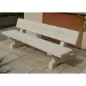 Banc urbain en béton sablé coloris blanc sur une terrasse