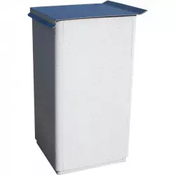 Poubelle urbaine en béton blanc sablé avec couvercle