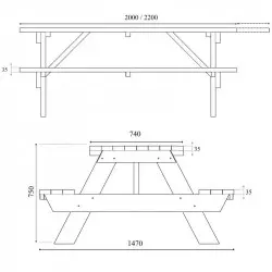 Dimensions de la table extérieure en bois Dimensions de la table extérieure en bois