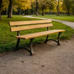 Banc en bois extérieur 5 lames de pin et pieds en fonte Banc en bois extérieur 5 lames de pin et pieds en fonte