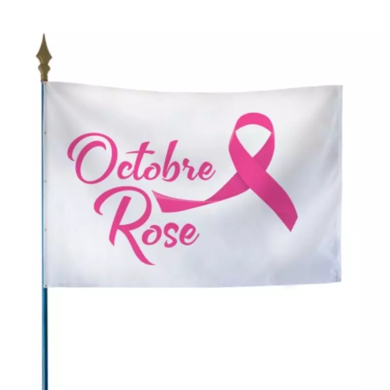 Drapeau sur hampe Octobre rose