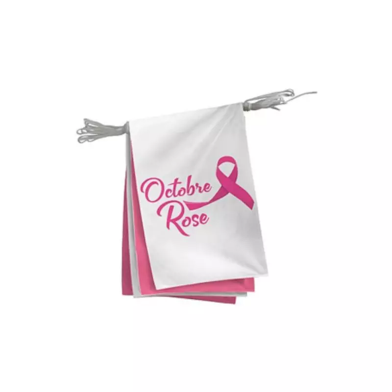 Guirlande composé de 20 fanions Octobre rose