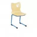 Chaise à coque pour école maternelle piétement bleu