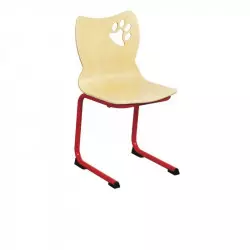Chaise pour école maternelle assise coque et piétement rouge