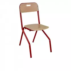 Chaise scolaire empilable et à appui sur table avec piétement rouge