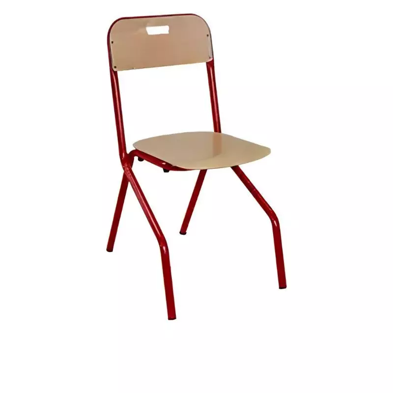 Chaise scolaire empilable et à appui sur table avec piétement rouge