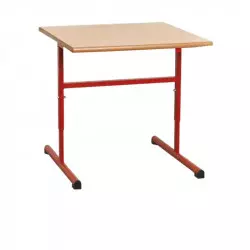 Table scolaire réglable en hauteur pour maternelle, piétement rouge