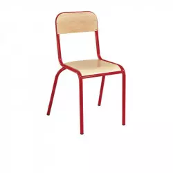 Chaise primaire multiplis et acier rouge Chaise primaire multiplis et acier rouge