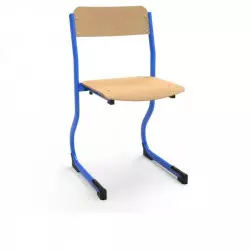 Chaise d'école appui sur table structure bleue