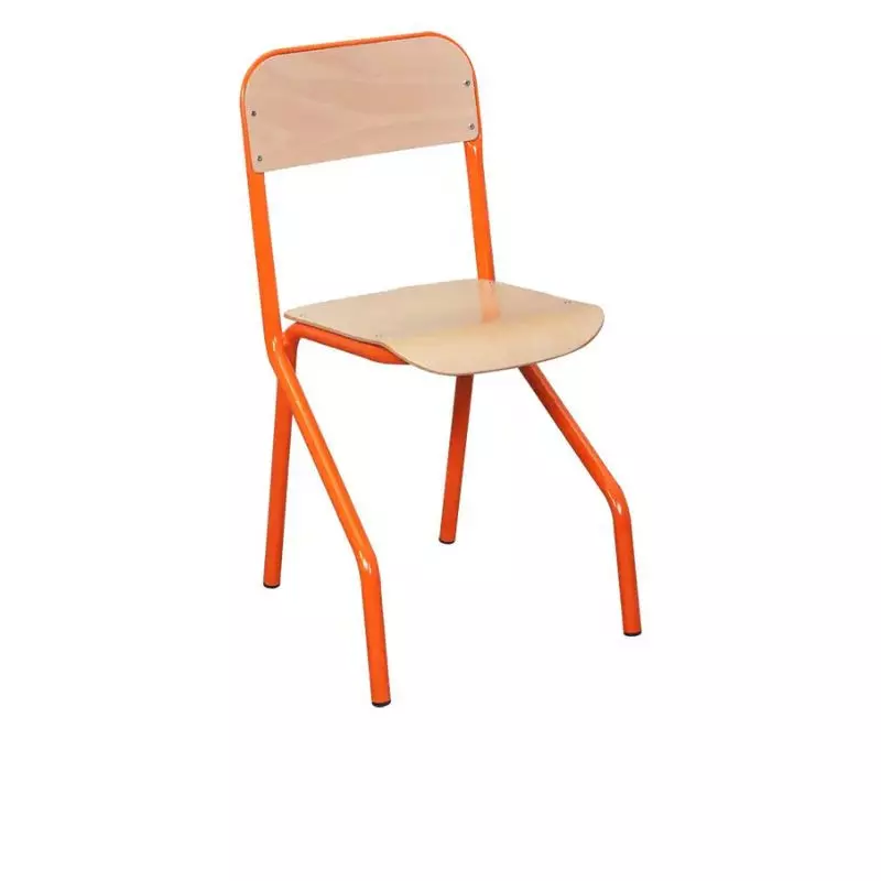 Chaise d'école empilable piétement orange