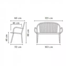 Dimensions banc public en métal 2 places