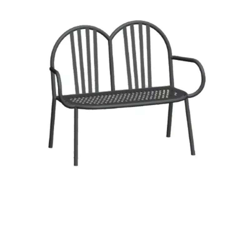 Banc public métal gris pour 2 personnes