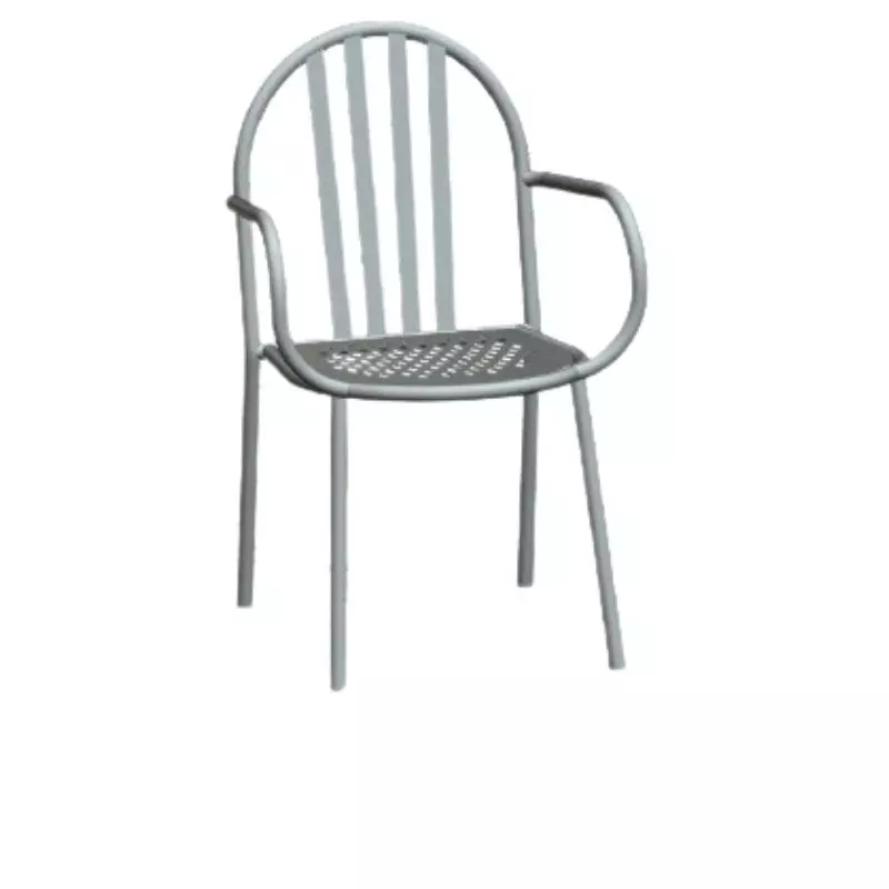 Fauteuil public en métal gris