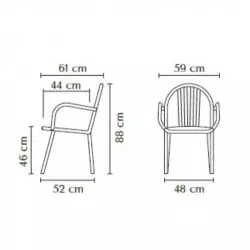 Dimensions du fauteuil public en métal