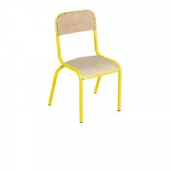 Chaise d'école maternelle empilable piétement jaune