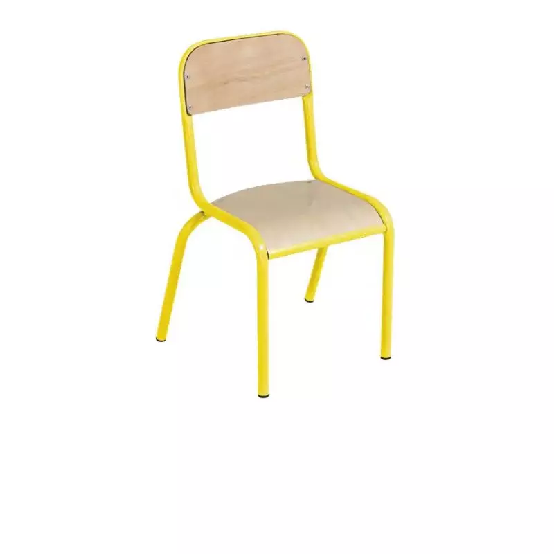 Chaise d'école maternelle empilable piétement jaune